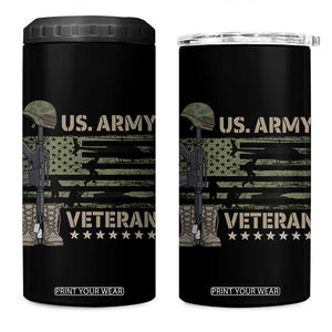 US Arrny Veteran 4 in 1 Can Cooler Tumbler Proud Soldier USA Flag Camouflage Military TS14 One Size: 16 oz Black Print Your Wear