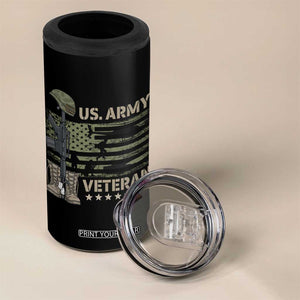 US Arrny Veteran 4 in 1 Can Cooler Tumbler Proud Soldier USA Flag Camouflage Military TS14 Print Your Wear