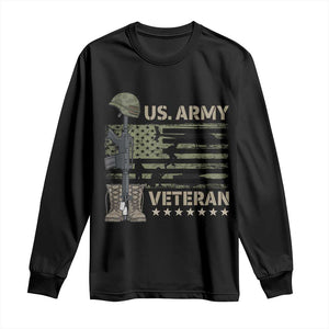 US Arrny Veteran Long Sleeve Shirt Proud Soldier USA Flag Camouflage Military TS14 Black Print Your Wear