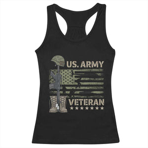 US Arrny Veteran Racerback Tank Top Proud Soldier USA Flag Camouflage Military TS14 Black Print Your Wear