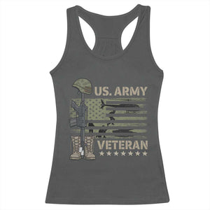 US Arrny Veteran Racerback Tank Top Proud Soldier USA Flag Camouflage Military TS14 Dark Heather Print Your Wear