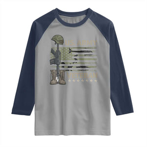 US Arrny Veteran Raglan Shirt Proud Soldier USA Flag Camouflage Military TS14 Sport Gray Navy Print Your Wear