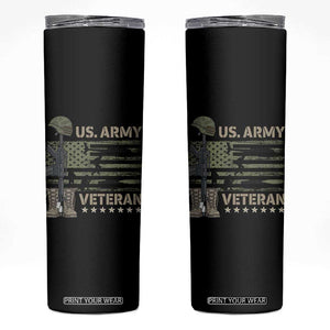 US Arrny Veteran Skinny Tumbler Proud Soldier USA Flag Camouflage Military TS14 Black Print Your Wear