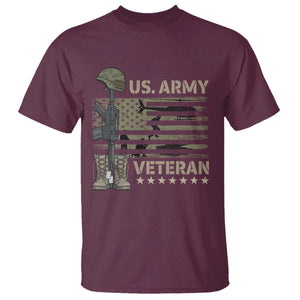 US Arrny Veteran T Shirt Proud Soldier USA Flag Camouflage Military TS14 Maroon Print Your Wear