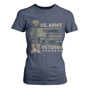 US Arrny Veteran T Shirt For Women Proud Soldier USA Flag Camouflage Military TS14 Navy Print Your Wear