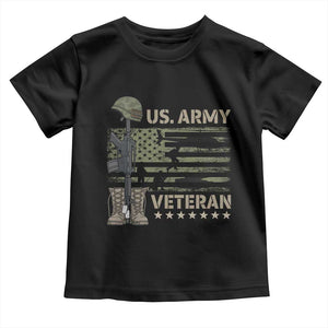 US Arrny Veteran Toddler T Shirt Proud Soldier USA Flag Camouflage Military TS14 Black Print Your Wear