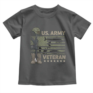 US Arrny Veteran Toddler T Shirt Proud Soldier USA Flag Camouflage Military TS14 Dark Heather Print Your Wear