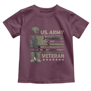 US Arrny Veteran Toddler T Shirt Proud Soldier USA Flag Camouflage Military TS14 Maroon Print Your Wear