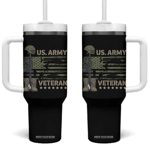 US Arrny Veteran Tumbler With Handle Proud Soldier USA Flag Camouflage Military TS14 One Size: 40 oz Black Print Your Wear