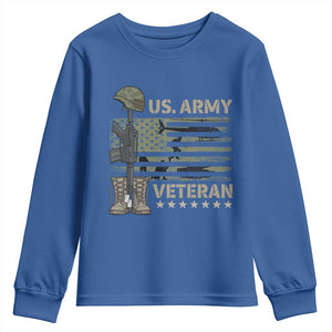 US Arrny Veteran Youth Sweatshirt Proud Soldier USA Flag Camouflage Military TS14 Royal Blue Print Your Wear
