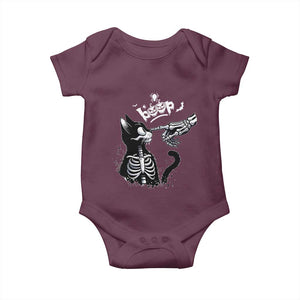 Black Cat Halloween Baby Onesie Skeleton Hand Boop TS14 Maroon Print Your Wear