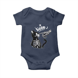 Black Cat Halloween Baby Onesie Skeleton Hand Boop TS14 Navy Print Your Wear