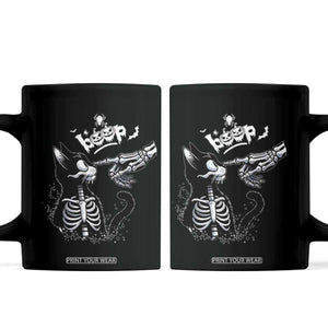 Black Cat Halloween Coffee Mug Skeleton Hand Boop TS14 Black Print Your Wear