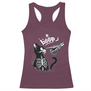 Black Cat Halloween Racerback Tank Top Skeleton Hand Boop TS14 Maroon Print Your Wear