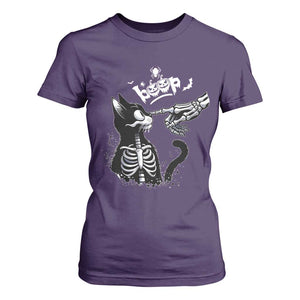 Black Cat Halloween T Shirt For Women Skeleton Hand Boop TS14 Purple Print Your Wear