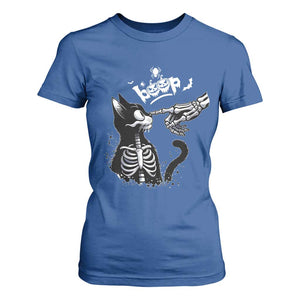 Black Cat Halloween T Shirt For Women Skeleton Hand Boop TS14 Royal Blue Print Your Wear