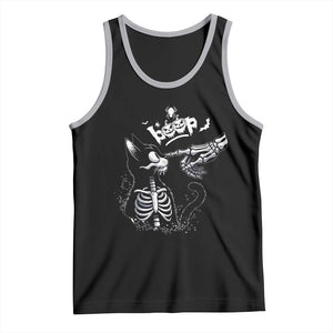Black Cat Halloween Tank Top Skeleton Hand Boop TS14 Black Athletic Heather Print Your Wear