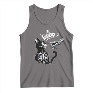 Black Cat Halloween Tank Top Skeleton Hand Boop TS14 Deep Heather Print Your Wear