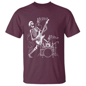 Rock Skeleton Cat Playing Guitar T Shirt Funny Halloween Kitty Music Lovers TS14 Maroon Print Your Wear