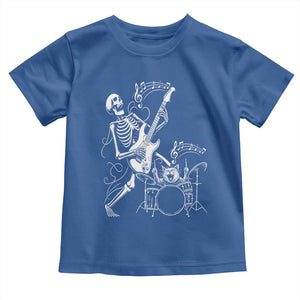 Rock Skeleton Cat Playing Guitar Toddler T Shirt Funny Halloween Kitty Music Lovers TS14 Royal Blue Print Your Wear