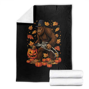 Funny Bigfoot Skeleton Throw Blanket Thanksgiving Day Sasquatch Pilgrim TS14 Black Print Your Wear