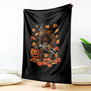 Funny Bigfoot Skeleton Throw Blanket Thanksgiving Day Sasquatch Pilgrim TS14 Print Your Wear