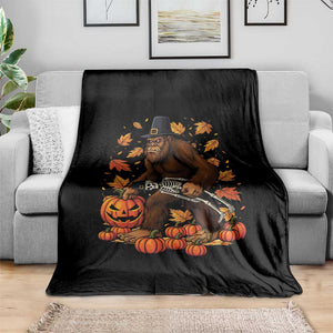 Funny Bigfoot Skeleton Throw Blanket Thanksgiving Day Sasquatch Pilgrim TS14 Print Your Wear