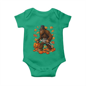 Funny Bigfoot Skeleton Baby Onesie Thanksgiving Day Sasquatch Pilgrim TS14 Irish Green Print Your Wear