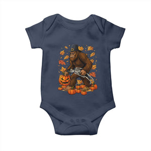 Funny Bigfoot Skeleton Baby Onesie Thanksgiving Day Sasquatch Pilgrim TS14 Navy Print Your Wear