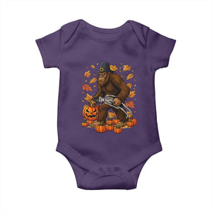 Funny Bigfoot Skeleton Baby Onesie Thanksgiving Day Sasquatch Pilgrim TS14 Purple Print Your Wear