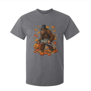 Funny Bigfoot Skeleton T Shirt For Kid Thanksgiving Day Sasquatch Pilgrim TS14 Charcoal Print Your Wear