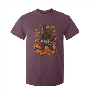 Funny Bigfoot Skeleton T Shirt For Kid Thanksgiving Day Sasquatch Pilgrim TS14 Maroon Print Your Wear