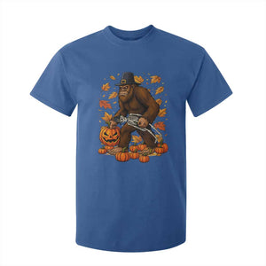Funny Bigfoot Skeleton T Shirt For Kid Thanksgiving Day Sasquatch Pilgrim TS14 Royal Blue Print Your Wear