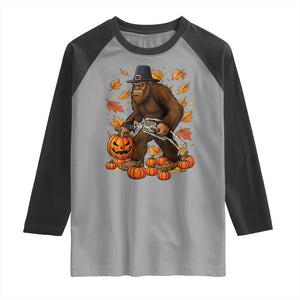 Funny Bigfoot Skeleton Raglan Shirt Thanksgiving Day Sasquatch Pilgrim TS14 Sport Gray Black Print Your Wear