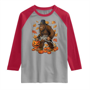Funny Bigfoot Skeleton Raglan Shirt Thanksgiving Day Sasquatch Pilgrim TS14 Sport Gray Red Print Your Wear