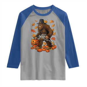 Funny Bigfoot Skeleton Raglan Shirt Thanksgiving Day Sasquatch Pilgrim TS14 Sport Gray Royal Print Your Wear
