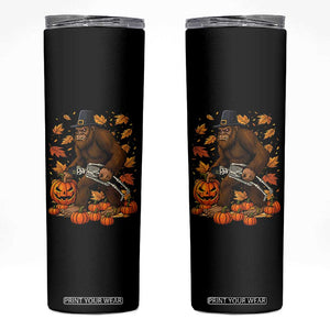 Funny Bigfoot Skeleton Skinny Tumbler Thanksgiving Day Sasquatch Pilgrim TS14 Black Print Your Wear