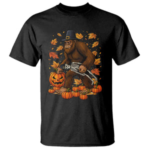 Funny Bigfoot Skeleton T Shirt Thanksgiving Day Sasquatch Pilgrim TS14 Black Print Your Wear