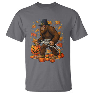 Funny Bigfoot Skeleton T Shirt Thanksgiving Day Sasquatch Pilgrim TS14 Charcoal Print Your Wear