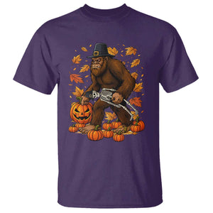 Funny Bigfoot Skeleton T Shirt Thanksgiving Day Sasquatch Pilgrim TS14 Purple Print Your Wear