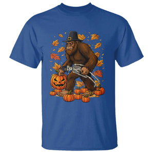 Funny Bigfoot Skeleton T Shirt Thanksgiving Day Sasquatch Pilgrim TS14 Royal Blue Print Your Wear
