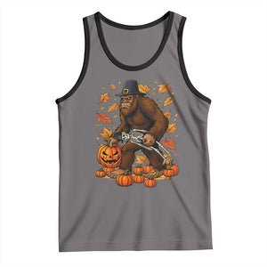 Funny Bigfoot Skeleton Tank Top Thanksgiving Day Sasquatch Pilgrim TS14 Deep Heather Black Print Your Wear