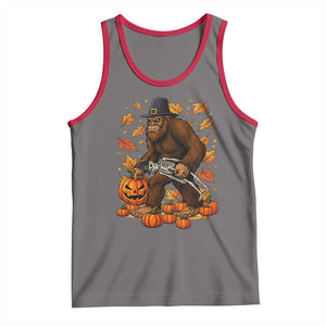 Funny Bigfoot Skeleton Tank Top Thanksgiving Day Sasquatch Pilgrim TS14 Deep Heather Red Print Your Wear