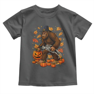 Funny Bigfoot Skeleton Toddler T Shirt Thanksgiving Day Sasquatch Pilgrim TS14 Dark Heather Print Your Wear