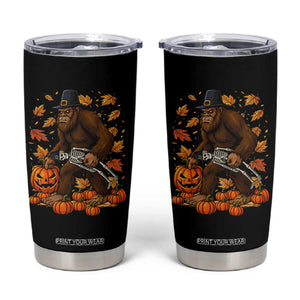 Funny Bigfoot Skeleton Tumbler Cup Thanksgiving Day Sasquatch Pilgrim TS14 Black Print Your Wear