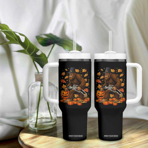 Funny Bigfoot Skeleton Tumbler With Handle Thanksgiving Day Sasquatch Pilgrim TS14 Print Your Wear