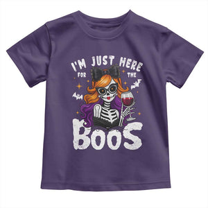 Funny Skull Halloween Toddler T Shirt I Am Just Here For The Boos Skeleton Party Girl TS14 Purple Print Your Wear