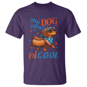 Funny Patriotic Dachshund T Shirt My Dog Thinks I Am Cool USA Dog Lover TS14 Purple Print Your Wear