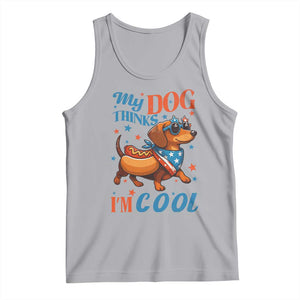 Funny Patriotic Dachshund Tank Top My Dog Thinks I Am Cool USA Dog Lover TS14 Athletic Heather Print Your Wear