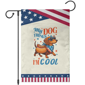 Funny Patriotic Dachshund Garden Flag My Dog Thinks I Am Cool USA Dog Lover TS14 Modern Beige Blue Print Your Wear
